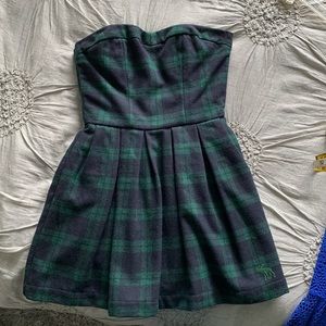 Abercrombie & Fiitch Strapless plaid wool dress